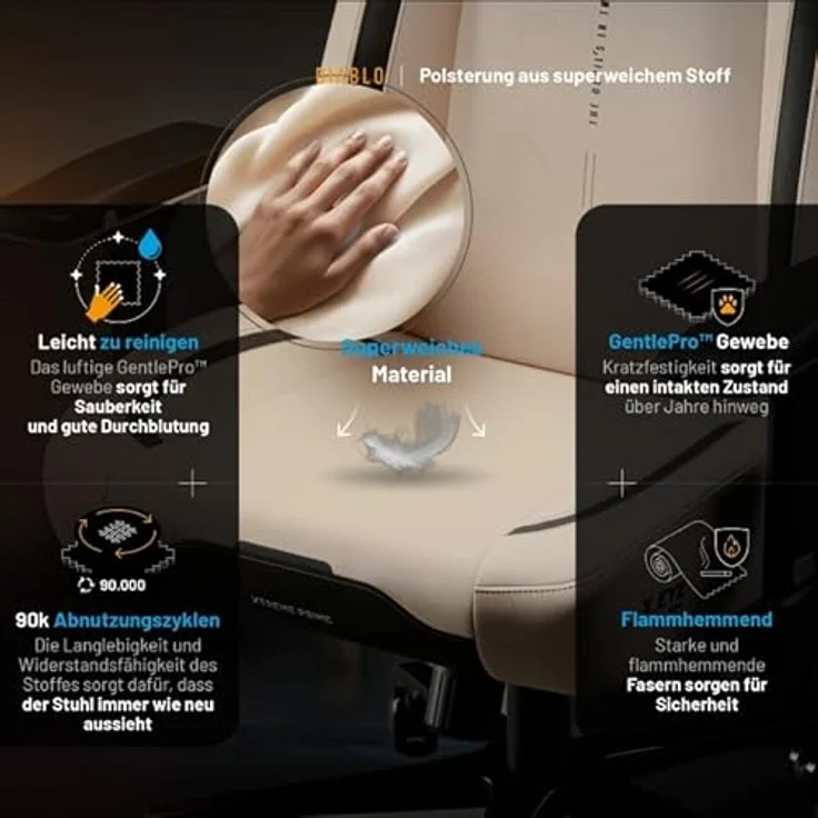 Diablo Ergonomischer Gaming Stuhl Stoff X.Eye Prime Pc Stuhl mit Magnet-Kopfstütze Gaming Sessel Kühlfunktion Gaming Stuhl Ergonomisch Strapazierfähiger Stoff Gaming Chair 140 kg Desert Storm – Bild 10