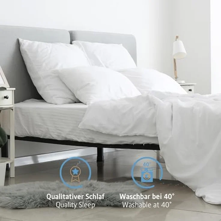 Komfortec Kopfkissen 80x80 cm 2er Set, 1000g Kissenfüllung mit Innennaht (Weiß) – Bild 5