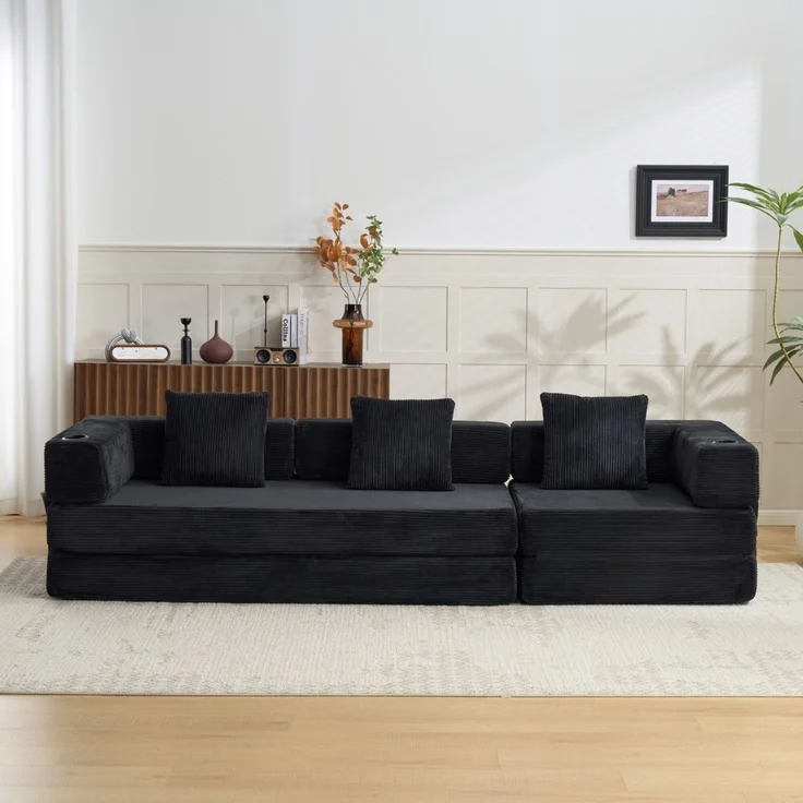 ZUBALIYA Sofa mit Cordbezug, für Wohnzimmer und Apartments, mit stabilem Untergestell, für den täglichen Gebrauch – Bild 10