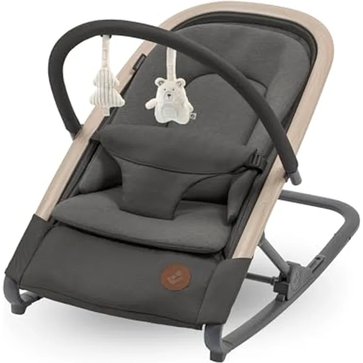 Maxi-Cosi Kori, 2-in-1 Babywippe für Neugeborene bis 15 kg, Beyond Graphite mit verstellbaren Liegepositionen und Spielzeugbogen