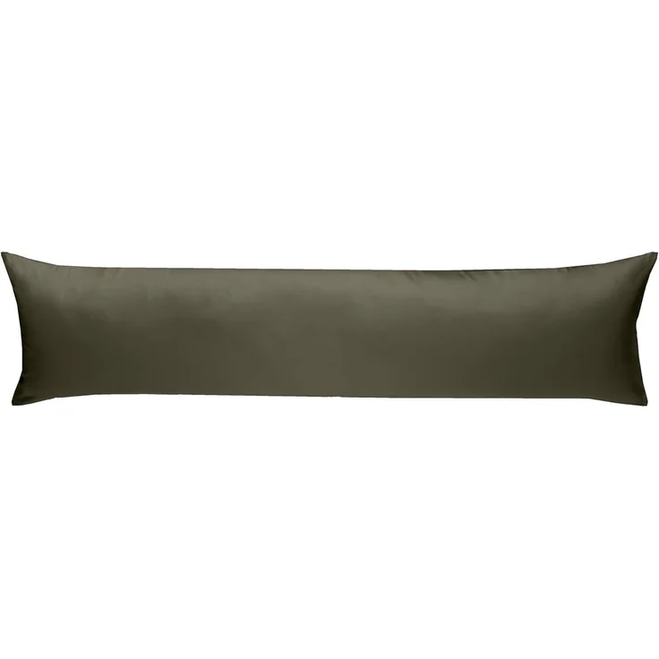 Mako-Satin Seitenschläferkissen Bezug uni / einfarbig dark olive 40x145 cm – Bild 3