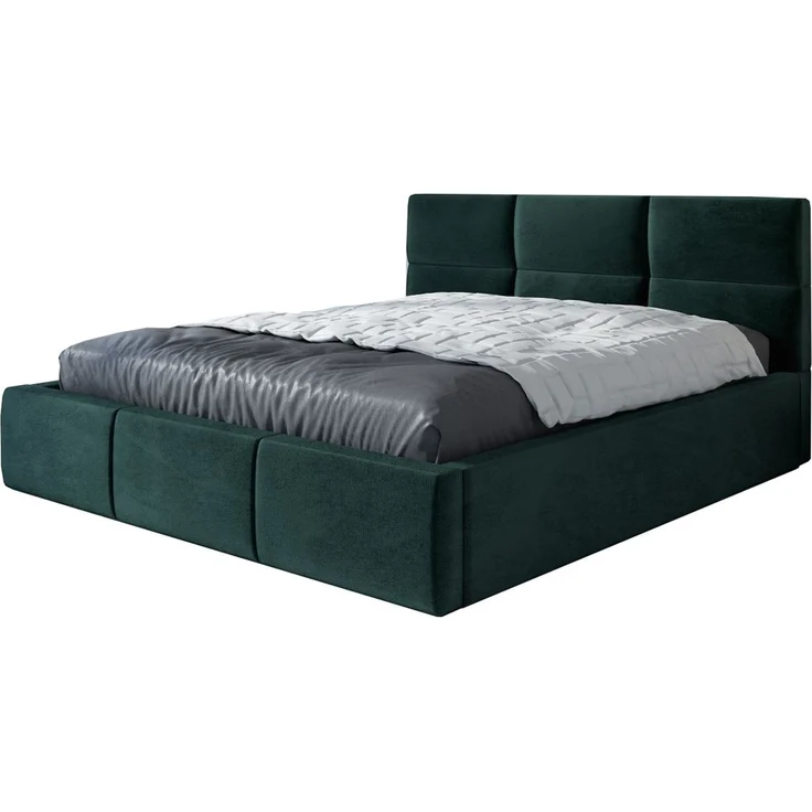 Polsterbett EMILI 140x200 mit Matratze, Bettkasten und Lattenrost. Farbe: Dunkelgrun 10 – Bild 1