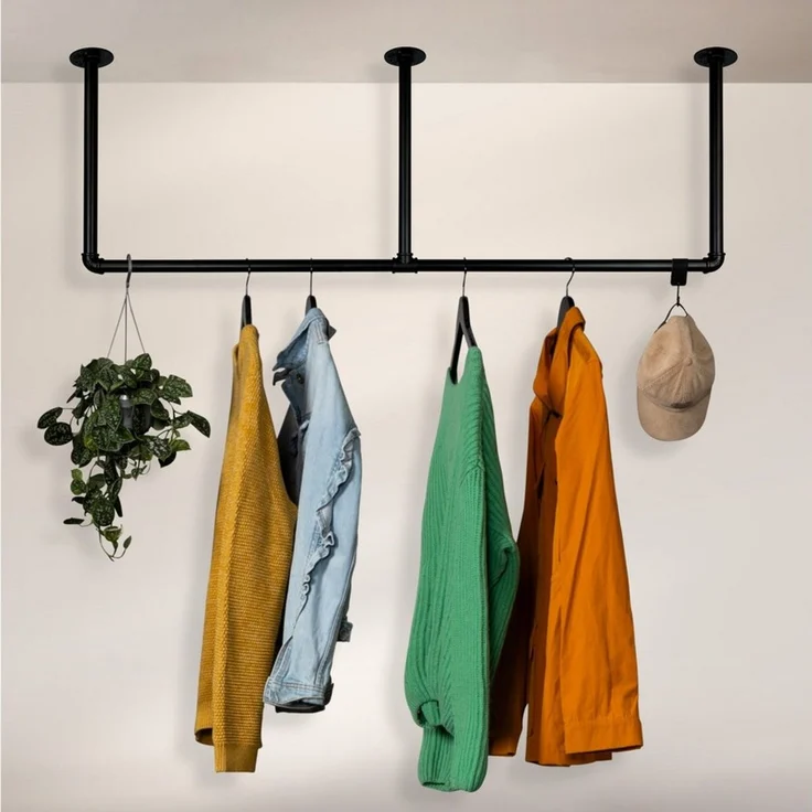RSR Hangers Kleiderstange Garderobe Industrial Deckenmontage Schwarz Garderobenstange Lovis – Bild 1