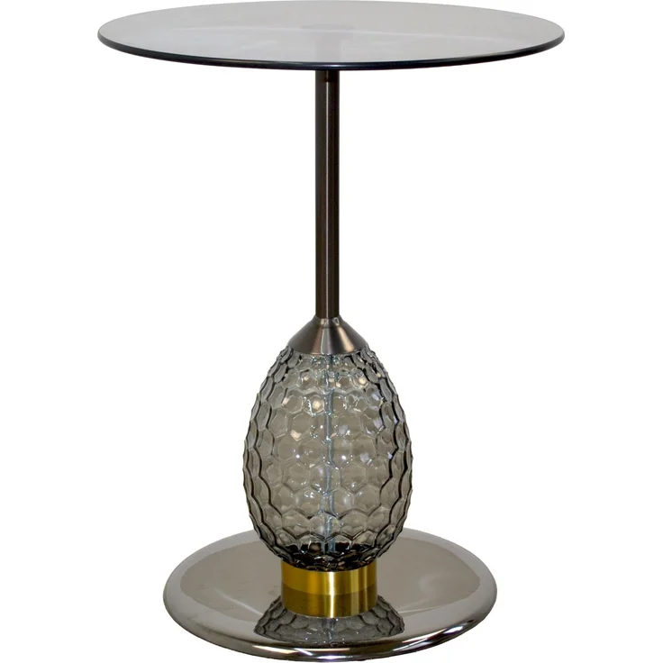 Moderner Beistelltisch Rund Ø45cm Glas Metall Schwarz/Gold Titan Chrom Grauglas – Bild 2