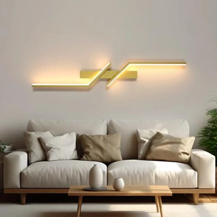 Goeco LED Wandlampe Innen 81CM, 24 W 2700LM Moderne LED Wandleuchte 2 Fimmige 3000K Warmes Licht, Lang Wandbelechtung Wandlicht für Flur Treppenhaus Wohnzimmer Schlafzimmer, Gold – Bild 3