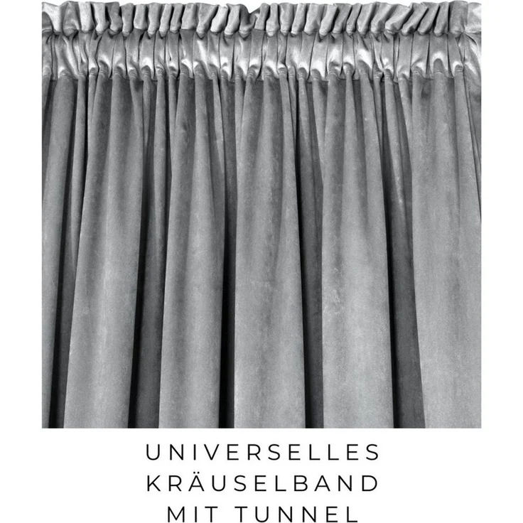 Eurofirany Vorhang VELVET (2 St), Kräuselband, blickdicht, Samt, 2er-Set Vorhang aus Velvet, mit mittlerem Verdunkelungsgrad, Tunnelzug – Bild 4