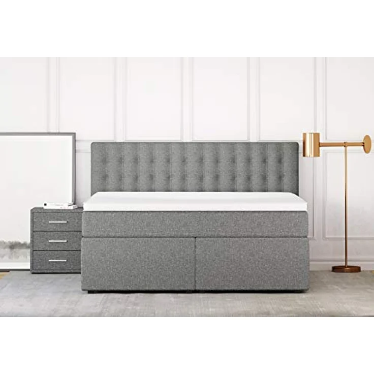 Betten Jumbo King Boxspringbett 160x200 cm 7-Zonen TFK Härtegrad H3 und Visco-Topper | Farbe Hellgrau | div. Größen verfügbar – Bild 9