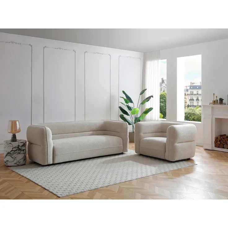 Vente-unique - Sessel - Chenille-Stoff - Beige - TALIENA