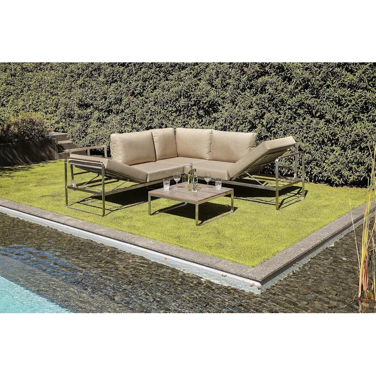 greemotion 'Sydney' Lounge-Set, 4-teilig, Edelstahl-Ecksofa-Set mit Tisch und Polstern – Bild 5