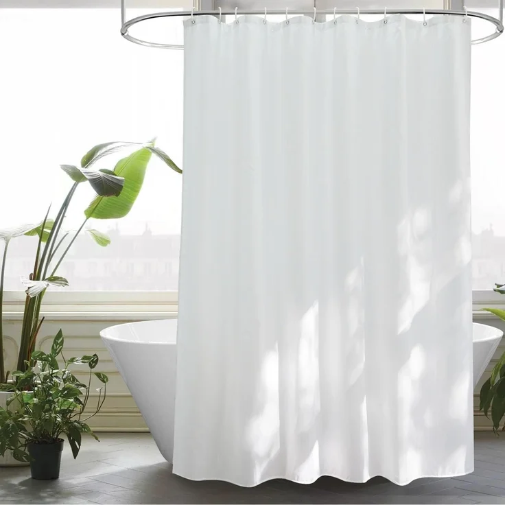 Duschvorhang 160x200 Weiß Textil Stoff Antischimmel Vorhang Wasserdicht – Bild 1
