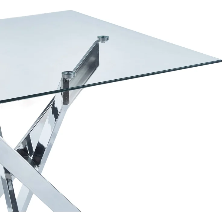 Esstisch 80x80x75 cm mit Glasplatte und Metallgestell in Silber – Bild 4