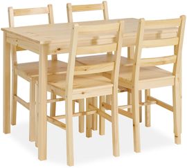 Essstisch mit 4 Stühlen Set – Essgruppe Holz Kiefer Natur, Landhausstil