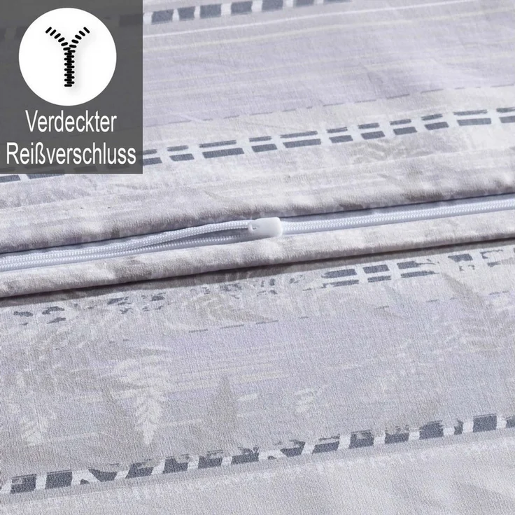 Buymax Bettwäsche Luxury, Renforcé, 3 teilig, Bettbezug-Set 100% Baumwolle 200x220 cm Reißverschluss gestreift Lila – Bild 4