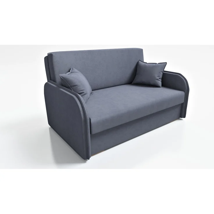 Wohnero 24 Goldi 3 Premium Schlafsofa 144x95 cm mit Schlaffunktion & Bettkasten – 133x195 cm Liegefläche, 2-Sitzer Design Sofa Dunkelgrau – Bild 2