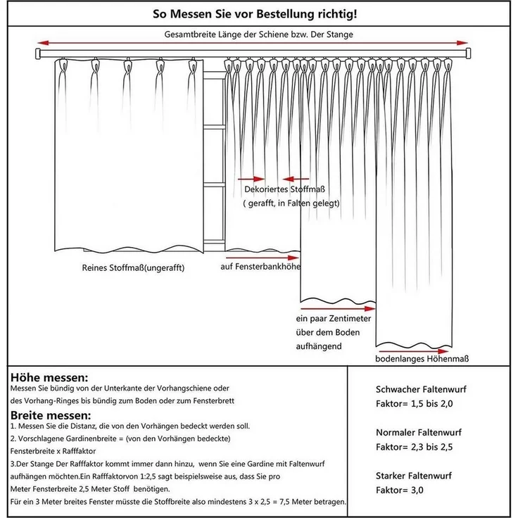 Woltu Gardine (1 St), blickdicht, Blickdicht mit Kräuselband für Schiene, 250 g/m² – Bild 3