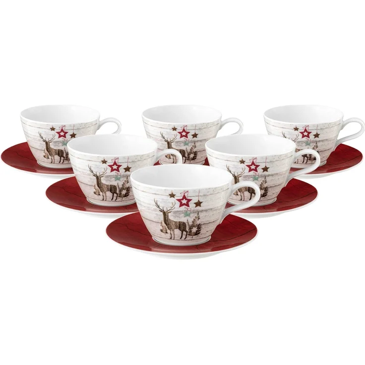 Seltmann Weiden Life Christmas Milchkaffeetasse mit Untertasse 370 ml 6er Set – Bild 1