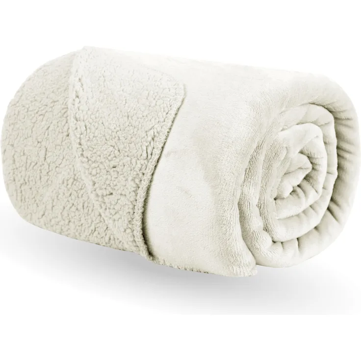 Kuscheldecke "Teddy Fleece" Sherpa/Flanell, 150x200cm Creme