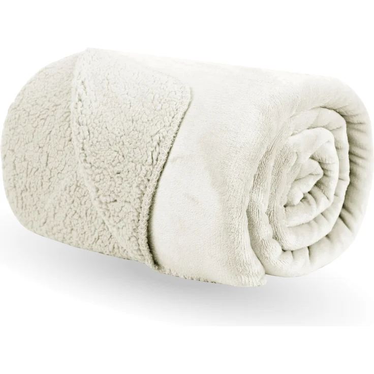 Kuscheldecke "Teddy Fleece" Sherpa/Flanell, 150x200cm Creme – Bild 1