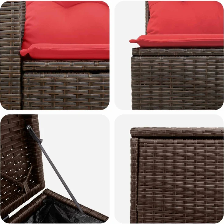 vidaXL Sofa Set 5 stk. Braun und Rot Polyrattan und Stahl 3447857 – Bild 7