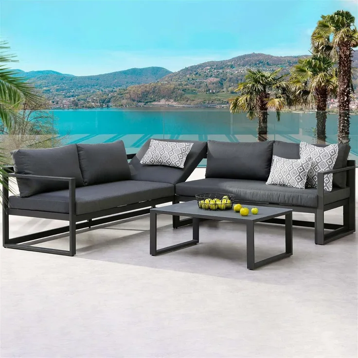 3-tlg. Lounge-Gruppe Rhodos anthrazit/anthrazit