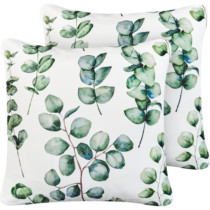 Gartenkissen 2er Set BOSQUE Pflanzenmuster 45 x 45 cm Grün
