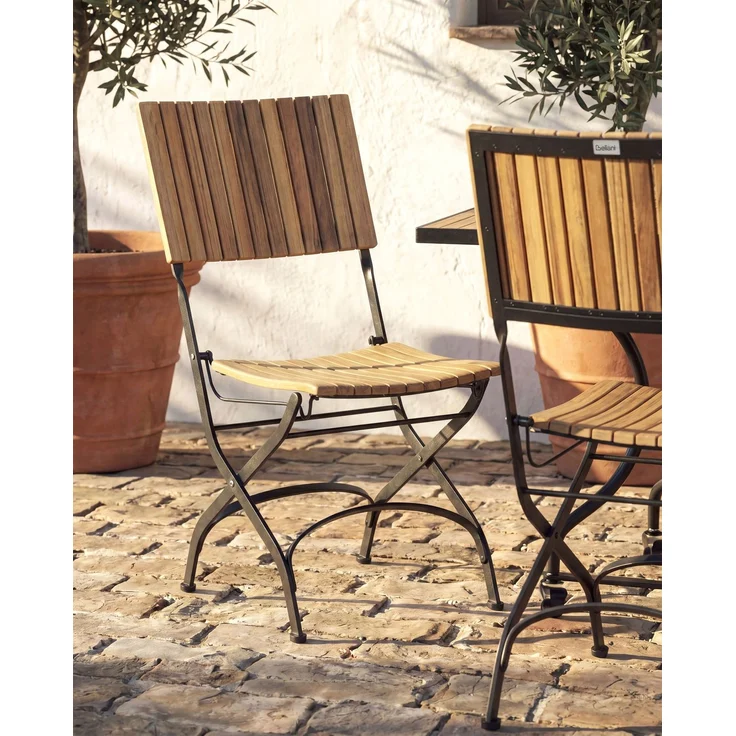 Gartenstuhl 2er Set LASCARI ohne Armlehnen Akazienholz Hellbraun – Bild 3