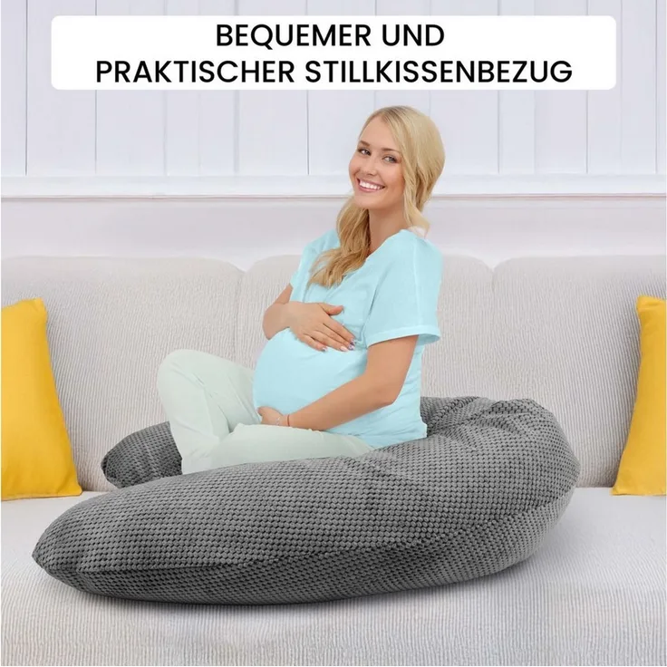 Amilian Stillkissenbezug 170 cm - Bezug für Stillkissen, Seitenschläferkissen - Kissenbezug, weicher Ersatzbezug - mit Reißverschluss - Bezug Stillkissen 170