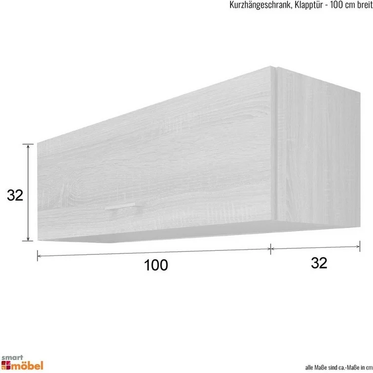 Flex-Well Kurzhängeschrank Kurzhängeschrank Küche - 100 cm breit - Anthrazit San Remo Eiche, mit – Bild 2