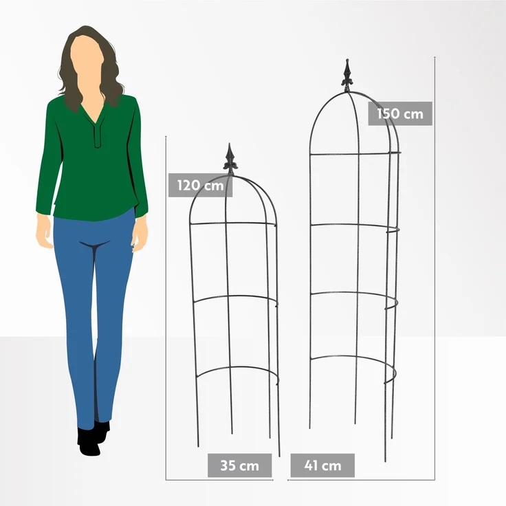 KADAX Gartenpergola aus Metall, 150 cm, Stütze für Rosen, Kletterer, Blumen, Obeliskenstange – Bild 2