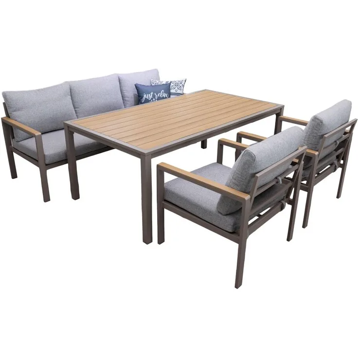 Primaster Gartenmöbel-Set Porto Aluminium in Holzoptik