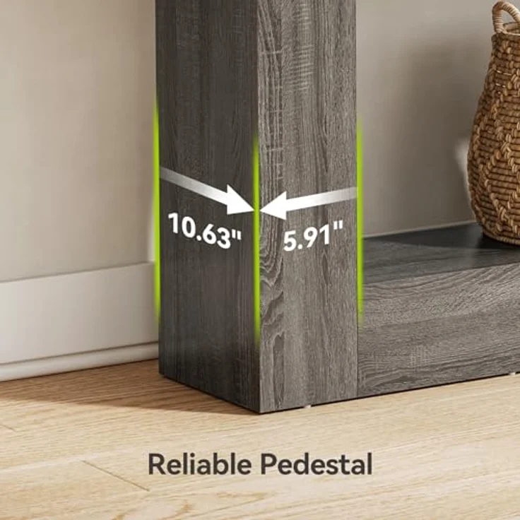 LITTLE TREE Konsolentisch, 160 cm lang, 2-stöckig, Bauernhaus-Sofatisch hinter der Couch, großer schmaler Eingangstisch für Wohnzimmer, Flur, Foyertisch aus Holz mit robuster Basis, rustikales Braun – Bild 8