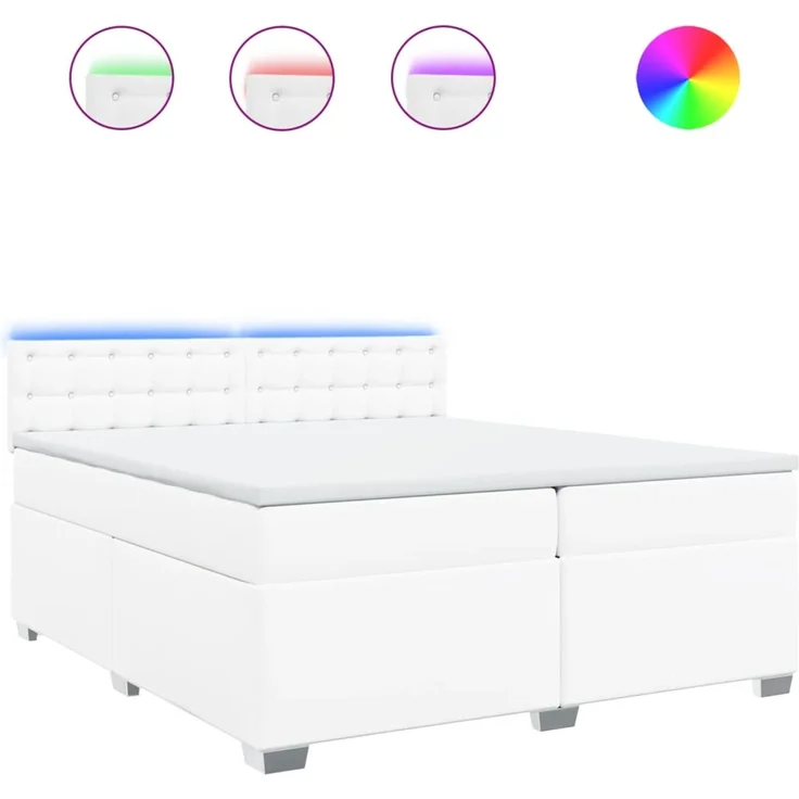 vidaXL Boxspringbett mit Matratze Weiß 200x200 cm Kunstleder 3288437 – Bild 2