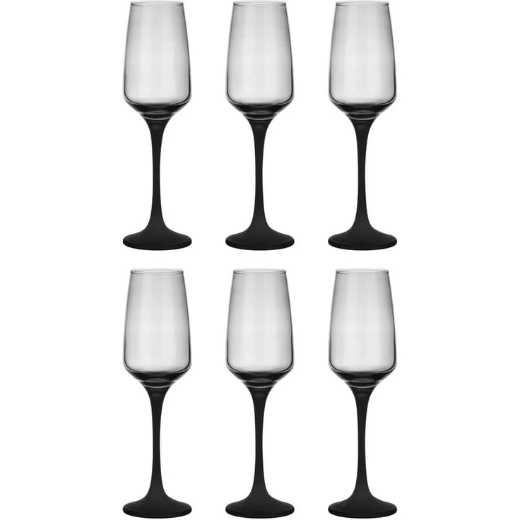6 Sektgläser 210ml mit schwarzem Stiel Champagner Sektkelche Sektglas Proseccogläser Prosecco – Bild 5