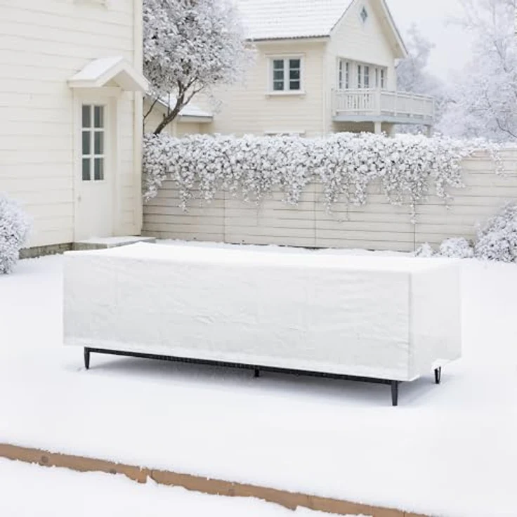 WOLTU Schutzhülle Gartenliege Sonnenliege, 218 x 77 x 55 cm, Abdeckung für Gartenmöbel, Abdeckhaube aus PE, Plane UV-Beständig wasserabweisend Winterfest reißfest, Transparent – Bild 4