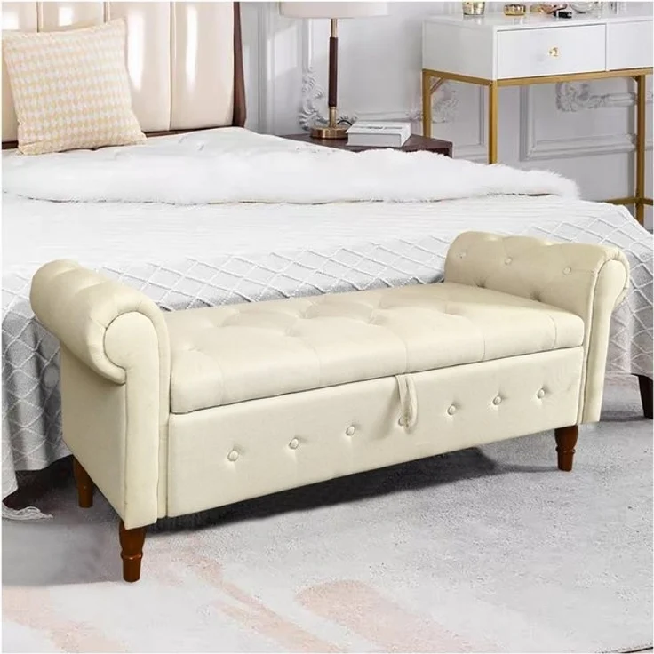 HTI-Living Truhenbank Gepolsterte Sitzbank mit Truhe Lora Leinen Beige (Stück, 1-St, 1 Sitzbank), Garderobenbank Récamière – Bild 4