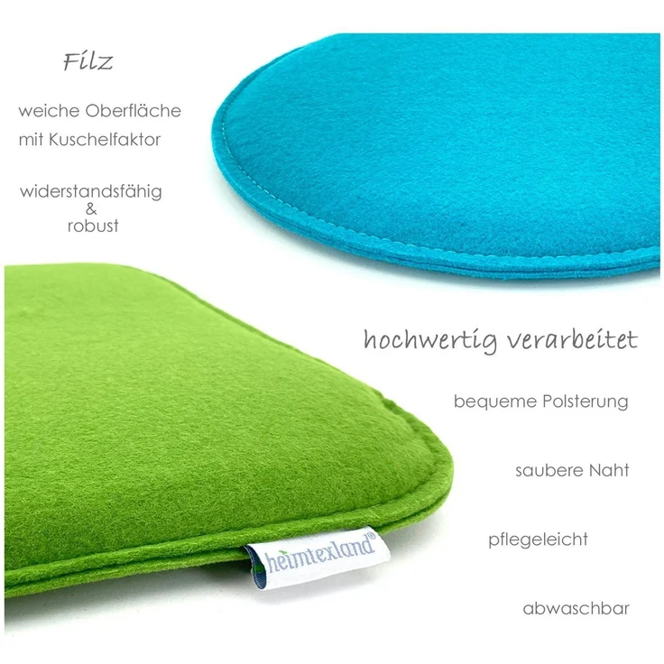 heimtexland ® Sitzkissen Set Filz Stuhlkissen Stuhlauflage Filzkissen Stuhl Polster Kissen Typ631 2er Set 35 x 35 cm Eckig Petrol – Bild 3