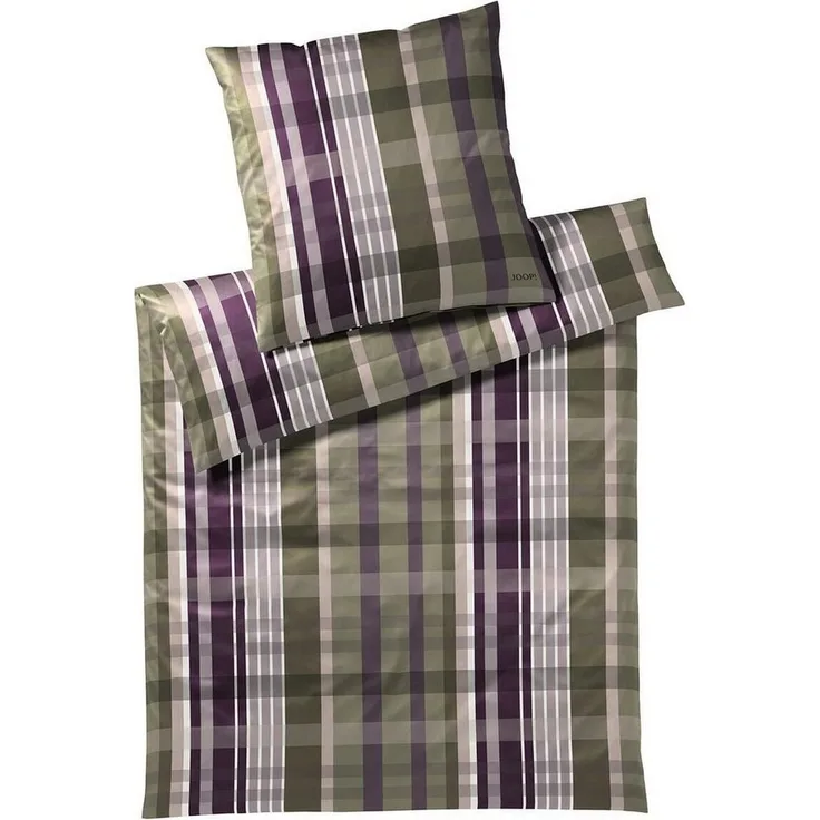 Joop! Mako-Satin Bettwäsche 135x200 Checks ivy Karo grün pflaume 4098-4
