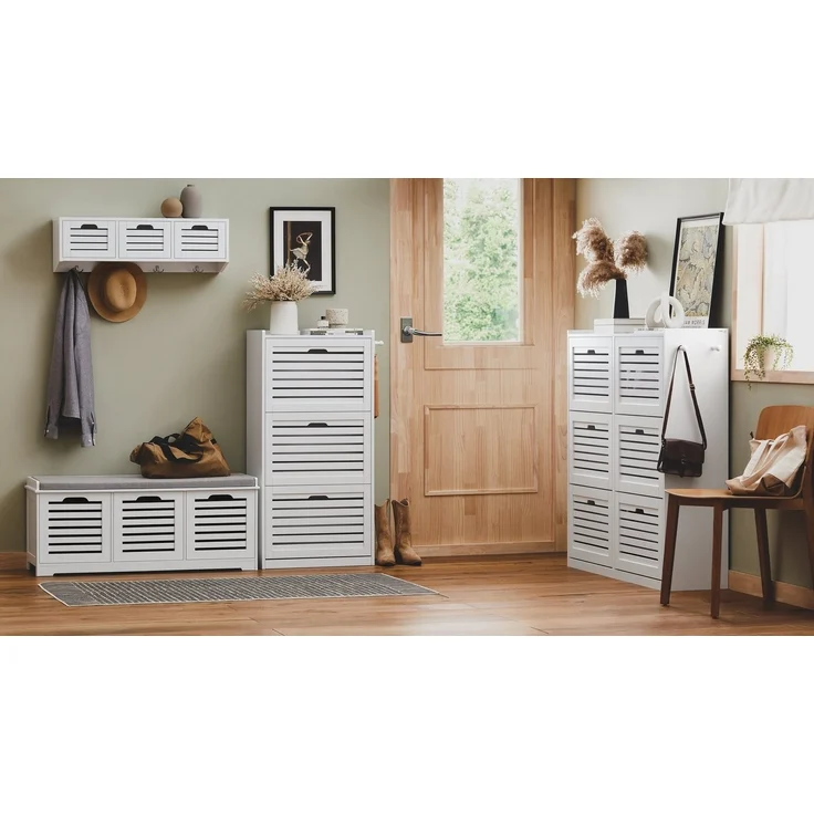 SoBuy Schuhschrank FSR145 Schuhkipper mit 6 Klappen Schuhregal Schuhkommode Schuhablage Weiß – Bild 2