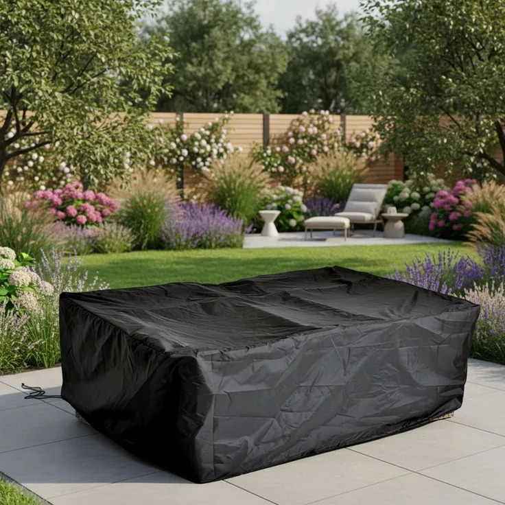 Schutzhülle 262x192x70 Schwarz Gartenmöbel Rattan Abdeckung Plane Haube Wetter