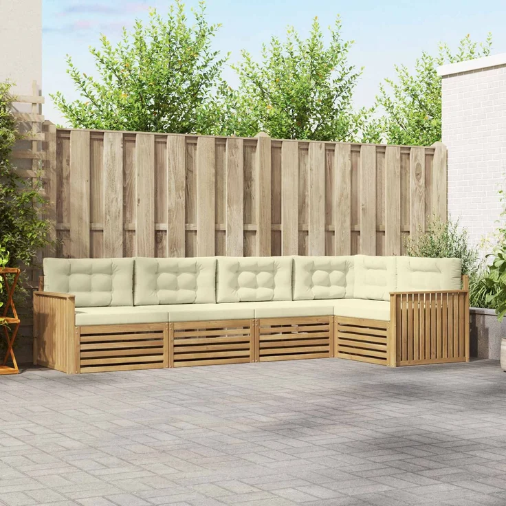 vidaXL Outdoor-Sofagarnitur 5 pcs Weiß und Creme 327 x 168,5 x 73 cm 3390480 – Bild 1