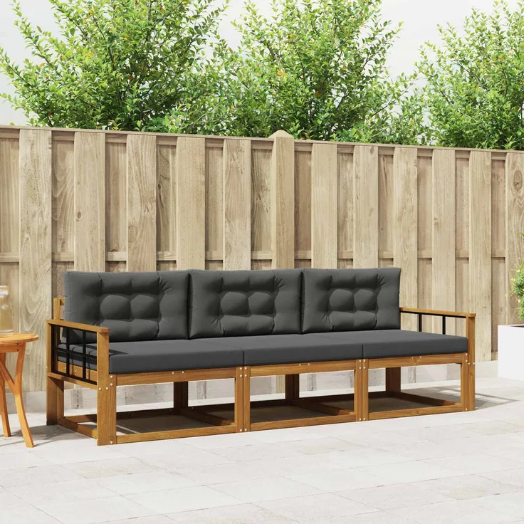 vidaXL Outdoor-Sofagarnitur 3 stk. 3-Sitzer Natur und Anthrazit 3367135