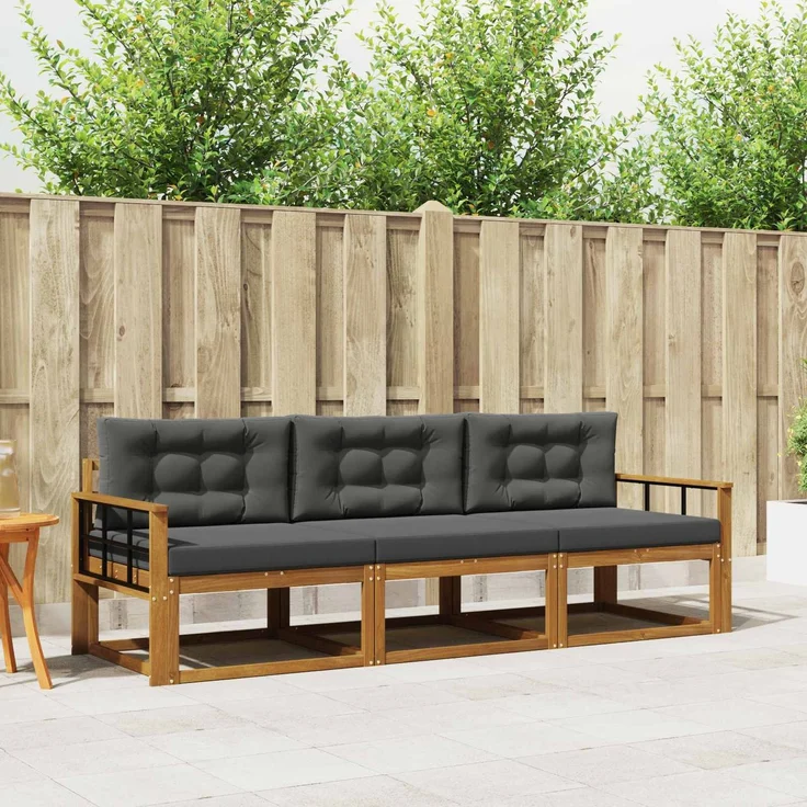 vidaXL Outdoor-Sofagarnitur 3 stk. 3-Sitzer Natur und Anthrazit 3367135 – Bild 1