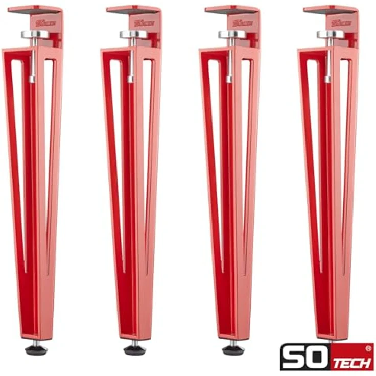 SO-TECH® Tischbein ColorLine in F-Form konisch zulaufend von 70 auf 40 mm, mit Klemmschraube (ohne Bohren) - rot - Höhe 464 mm - 4x – Bild 3