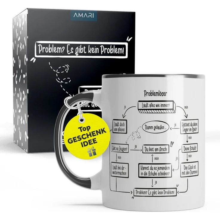 Amari Tasse Problemlöser Spruch, lustige Geschenkidee Kollege Kollegin Chef Nr. 20, Keramik, Kaffeetasse Teetasse Bürotasse 330 ml Geschenkbox Geburtstag – Bild 1