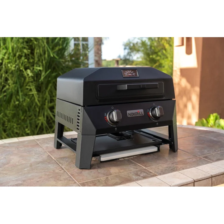 Nexgrill Tischgrill / Pizzaofen "Fortress x4" 4-in-1 mit Plancha und Pizzastein, schwarz,2 Brenner – Bild 3