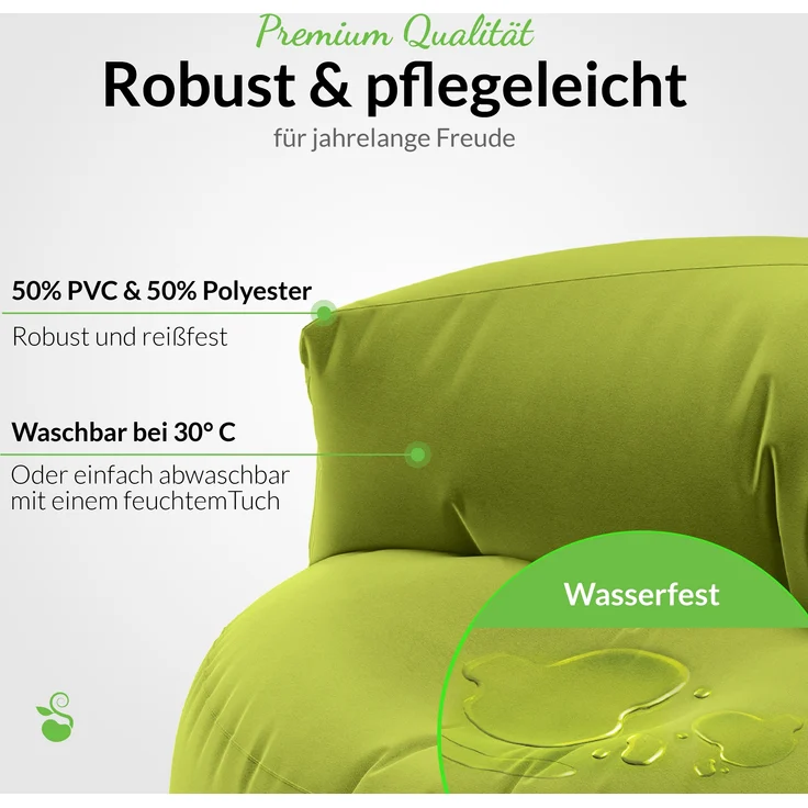 Green Bean® Sitzsack ergonomische Rückenlehne, waschbarer Bezug, mit Füllmaterial grün, 90x50 cm – Bild 5