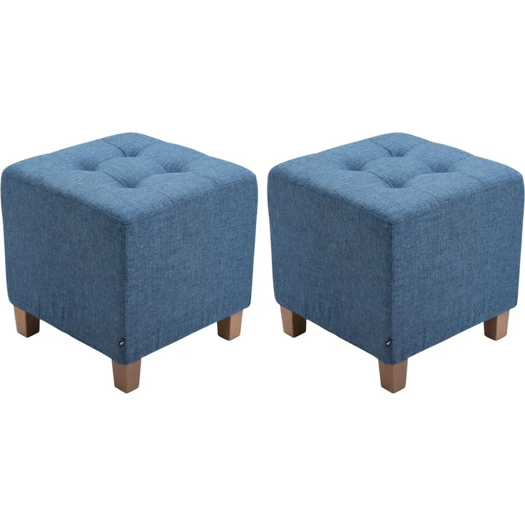 CLP 2er Set Sitzhocker Pharao, antik-hell mit hochwertiger Polsterung - Farbe:blau
