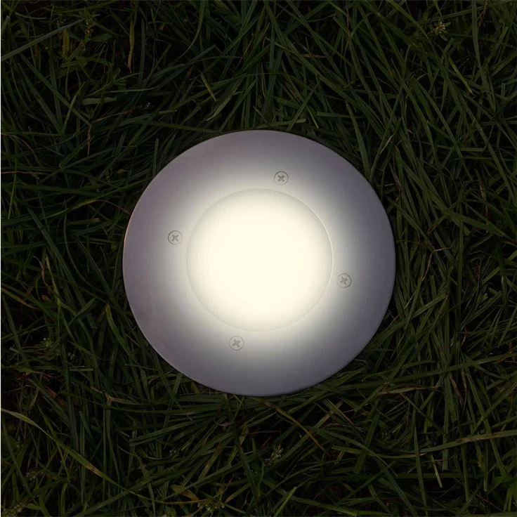 Solar LED Bodeneinbaustrahler CARLO für Außen, Edelstahl rund Ø14cm IP67 – Bild 9
