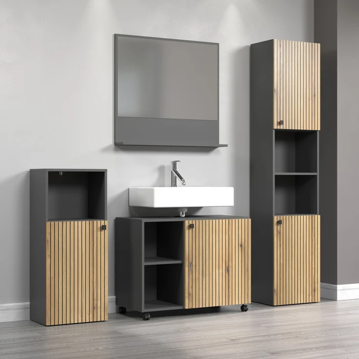 Badmöbel Set Bliss in Evoke Eiche und grau 180 cm – Bild 4
