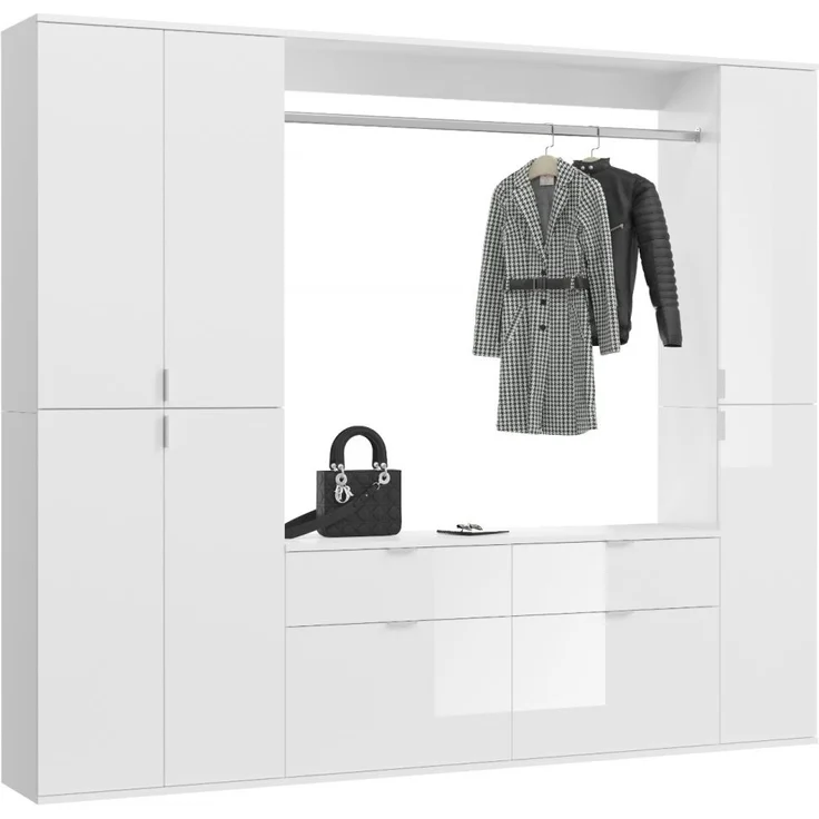 Garderobenschrank SystemX in weiß Hochglanz 212 x 193 cm – Bild 5